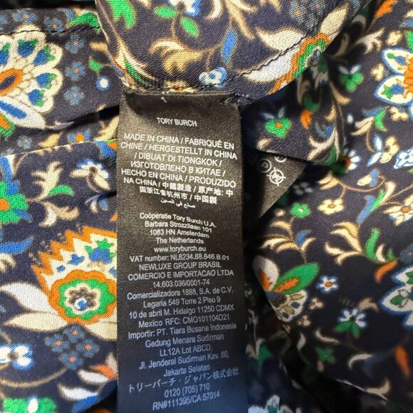 Tory Burch 100% Silk 3-Tier Navy Soleil Ruffle Dress, Size 12 - Picture 9 of 10